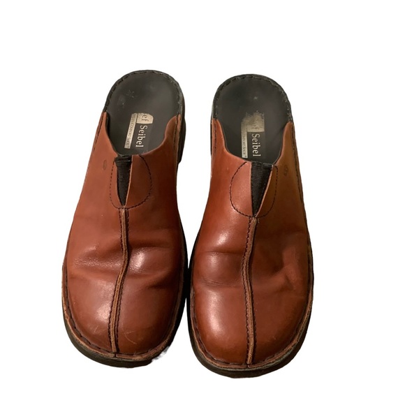 Josef Seibel brown leather platform slip on orthodic shoes women's size 9 mules - Picture 2 of 7